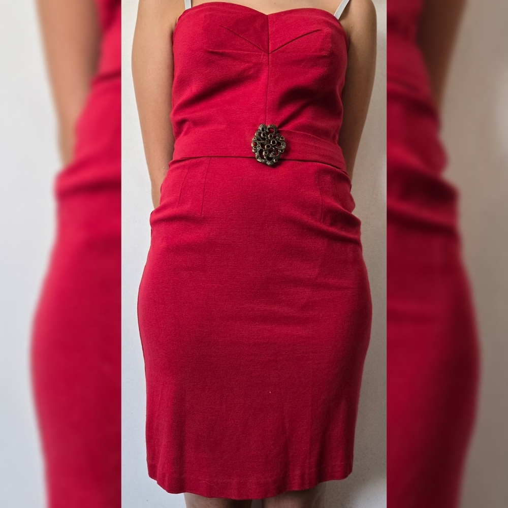 Trina Turk Red Strapless Dress Sz 0